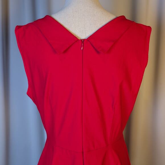 Red Fit & Flare Dress XL Vintage Inspired 50s Pinup Rockabilly - Picture 11 of 16
